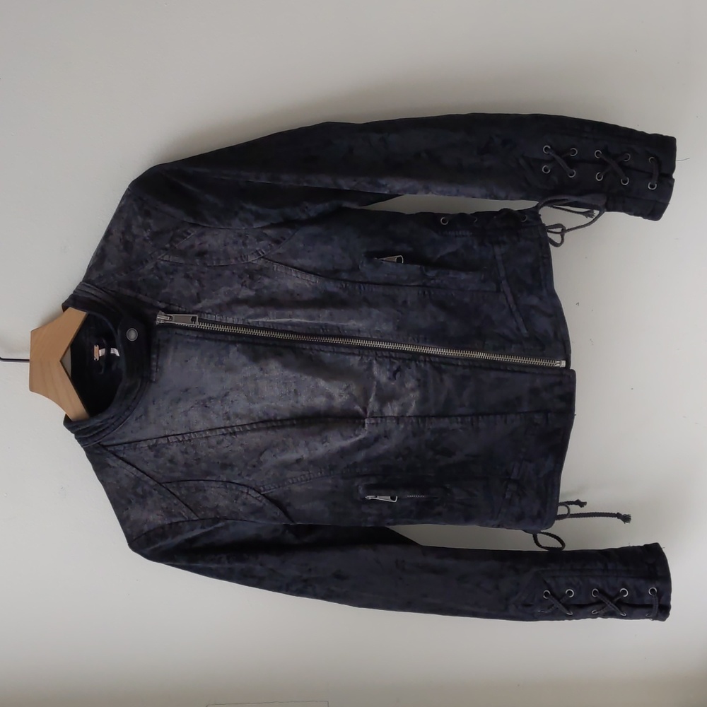 Free People Moto Jacket Black Velvet Women's XS - Picture 6 of 6